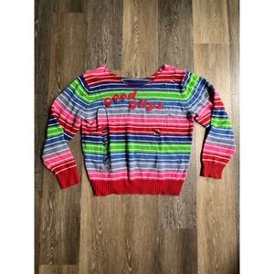 Chucky Good Guys Striped Distressed Sweater Unisex Large Multi Good Horror Movie